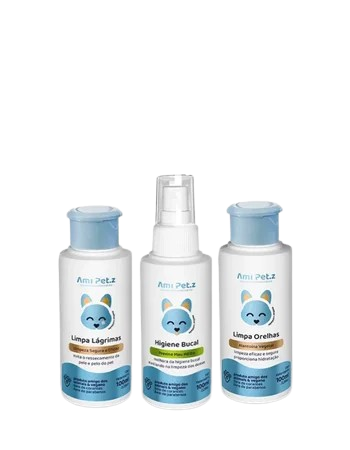 Kit Cuidados Especiais Ami Petz com Limpa Lágrimas, Higiene Bucal e Limpa Orelhas